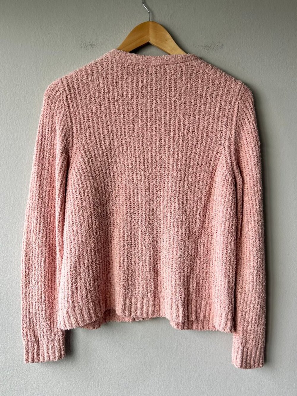 Eileen Fisher Large Pink Organic Cotton Cashmere Bouclé Cardigan Sweater - Picture 4 of 8